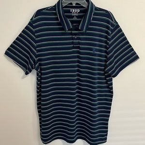 IZOD golf stretch men’s polo shirt size XL striped blue short sleeve preppy